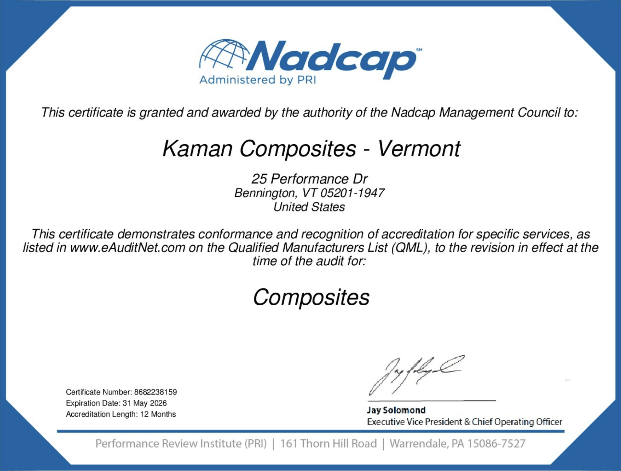 Nadcap Certificate