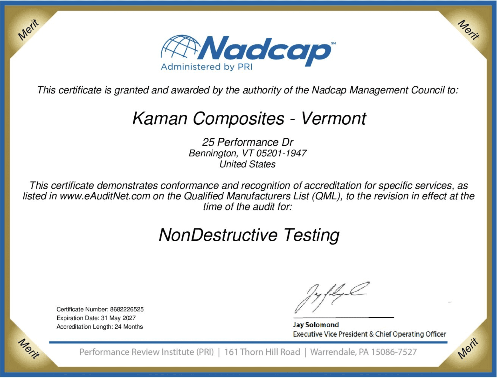 Nadcap Certificate